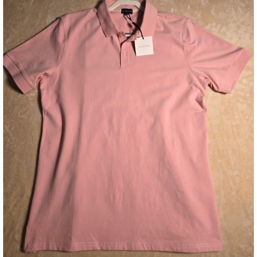 House of Him Essential Luxe Polo Shirt Mens XL Magenta Pink Cotton Stretch NEW